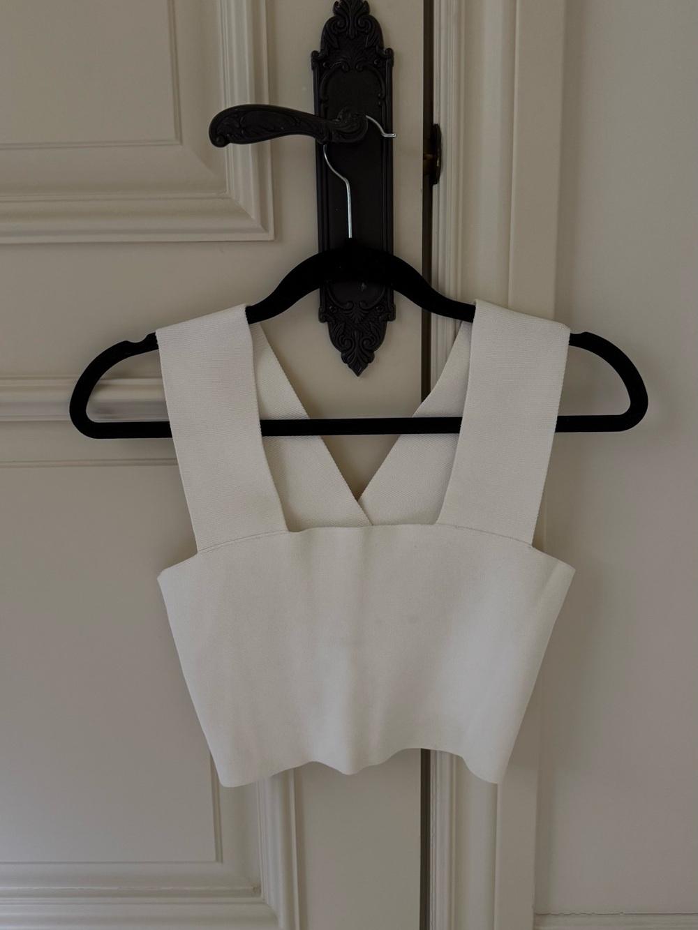 A.L.C. White Cropped Wide-Strap V-Back Top